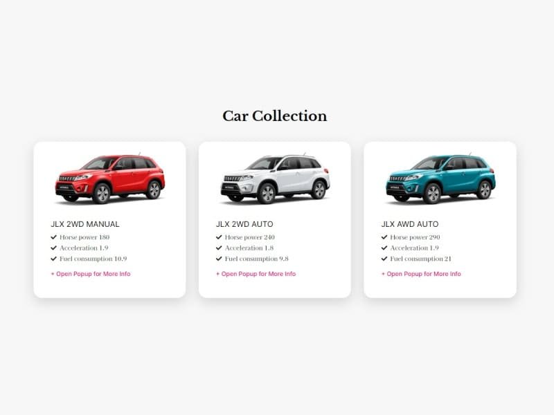 Post Grid for a Car Collection with Dynamic Post Popup